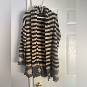 Ralph Lauren Black and Cream Striped Cardigan